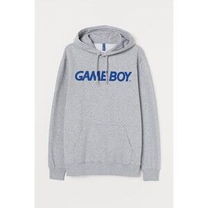 H&M GAME BOY Printed hoodie in Light grey marl